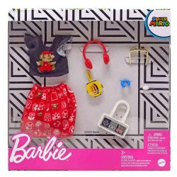 Abiti Barbie con accessori gonna rossa t-shirt super mario 