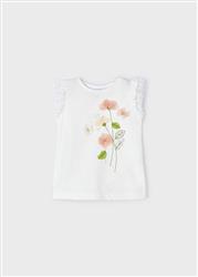3079.50 Shirt manica corta fiori applicazione ecru nude